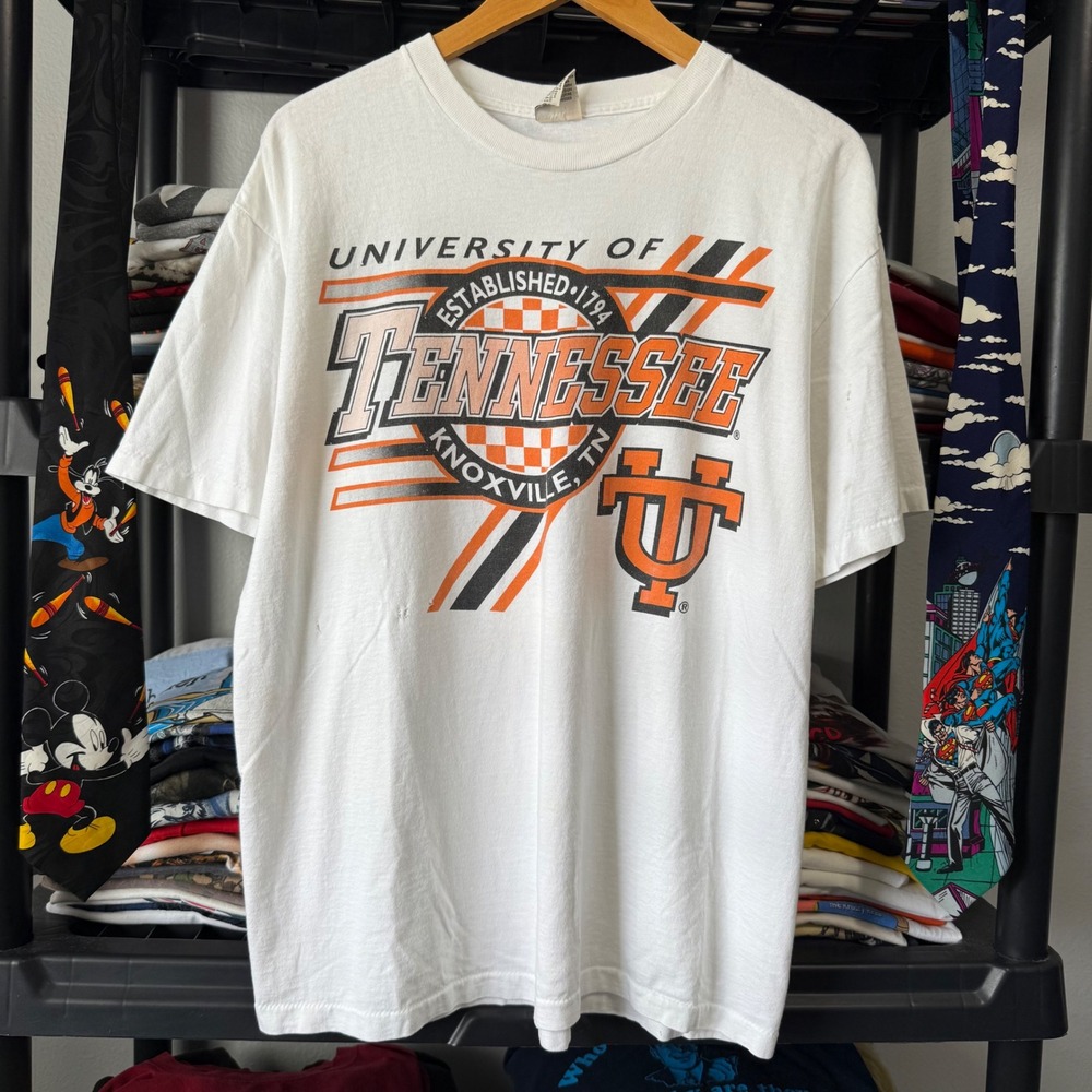 90s White University Of Tennessee Volunteers Graphic Tee Large Light Marks